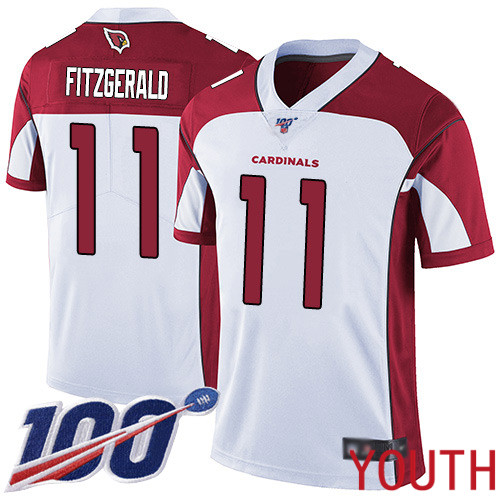 Arizona Cardinals Limited White Youth Larry Fitzgerald Road Jersey NFL Football 11 100th Season Vapor Untouchable